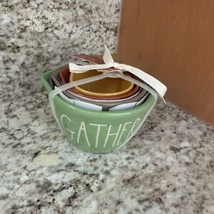 Rae Dunn Green, Yellow, Orange, White Nesting Gather Measuring Cups